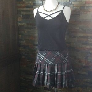 Plaid Button Wrap Skirt